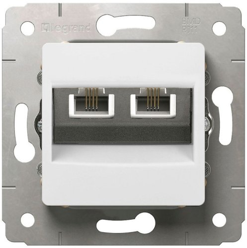 Розетка телефонная без рамки Legrand Cariva 2-м. RJ11+RJ11 белый картинка